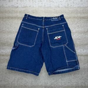 Vintage Skater Wide Leg Carpenter Jean Shorts Jordache Dark Wash Baggy Denim Y2K